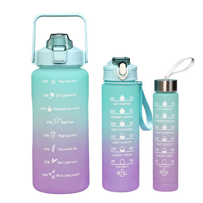 32 Oz BPA Freizeitmarker 3Pcs Plastik Frosted Motivations-Wasserflasche Set für Sport Pink