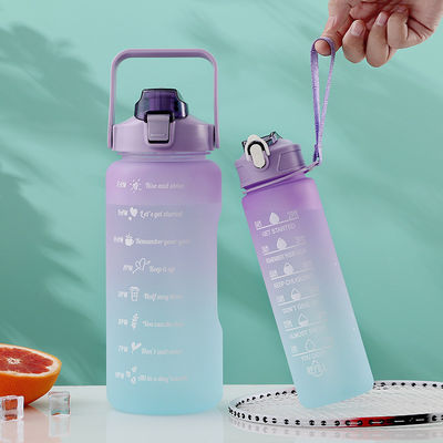 32 Oz BPA Freizeitmarker 3Pcs Plastik Frosted Motivations-Wasserflasche Set für Sport Pink