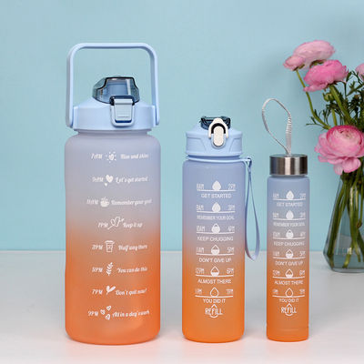 3 Stück/Set Portable Sport Gradient Farbe Wasserflasche 2000ML 900ML 280ML mit Deckel