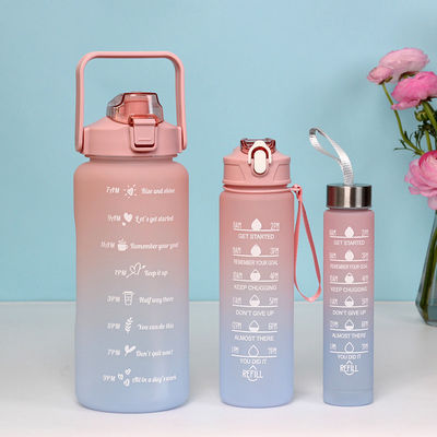3 Stück/Set Portable Sport Gradient Farbe Wasserflasche 2000ML 900ML 280ML mit Deckel