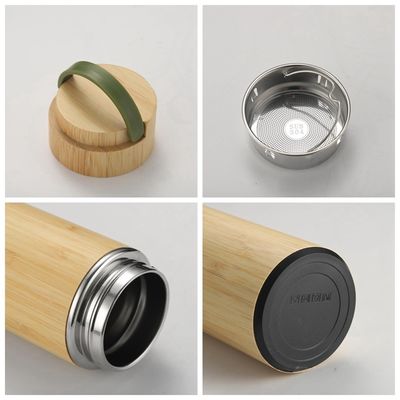 Edelstahl Isolierte Holz Bambus Thermosen Flasche Tasse Becher Flasche Mit Tee Infuser