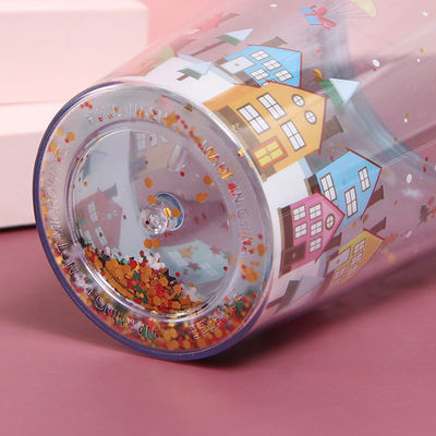 500 ml Plastik-Doppelwand-Tumbler mit Stroh, angepasste Farbe und Zubehör