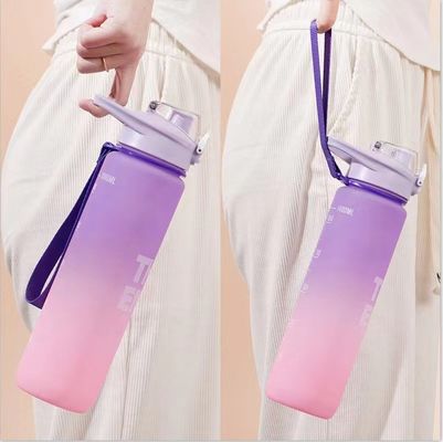 Gym Outdoor Activity 1L Sportflasche aus Kunststoff mit Zeitmarker und ohne Isolierung