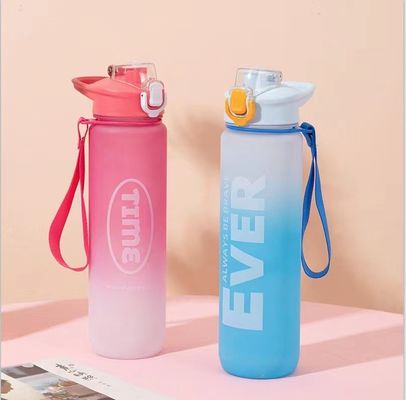 Gym Outdoor Activity 1L Sportflasche aus Kunststoff mit Zeitmarker und ohne Isolierung
