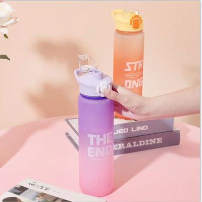 Gym Outdoor Activity 1L Sportflasche aus Kunststoff mit Zeitmarker und ohne Isolierung