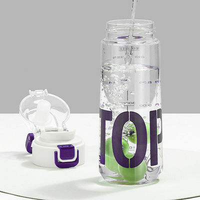 Strohart Öko-freundliche BPA-freie Tritan-Sportflasche mit Zeitmarker und Handgriff für Outdoor-Sportreisen