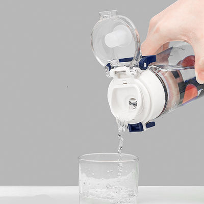 Strohart Öko-freundliche BPA-freie Tritan-Sportflasche mit Zeitmarker und Handgriff für Outdoor-Sportreisen