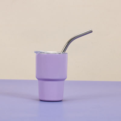 Farbenfrohe 2 Unzen Edelstahl Wasserflasche Mini Süßes Taschenbecher mit Stroh für die Party