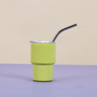 Farbenfrohe 2 Unzen Edelstahl Wasserflasche Mini Süßes Taschenbecher mit Stroh für die Party