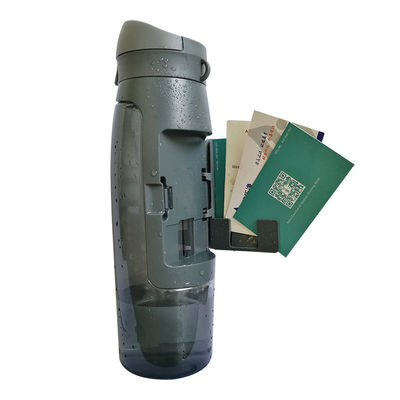 Vorräte 750 ml Kapazität Portable Sport Plastik Trinkwasserflasche mit Kartenlager