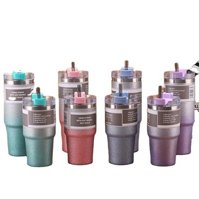 20 oz / 30 oz aus Edelstahl Isolierter Wasserbecher Reisen Sport Tragbare Thermosflaschen mit Strohhalmen