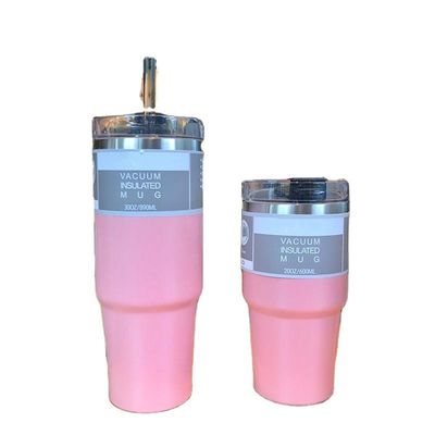 Custom Design 20OZ 30OZ Edelstahl Wasserflasche Farbiges Stroh Vakuumdämmung