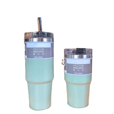 Tragbare Thermosflaschen mit Strohhalmen Custom 20 oz / 30 oz Edelstahl isolierte Wasserbecher