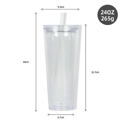 24oz Acryl-Doppelwand-Kalt-Tumbler, benutzerdefinierte Farbe, Plastik-PP-Tasse für Partybedarf