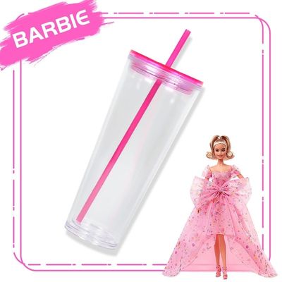 710ml klare Wasserflasche 24oz Plastik-Tumbler mit Deckel und Stroh für die Party