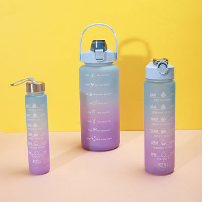2000 ml 900 ml 300 ml 3 in 1 spezielle Plastikhalmflasche mit Zeitmarker für Fitnessstudio und Sport
