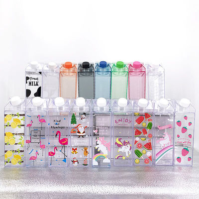 Individuelles Logo akzeptabel 500 ml 1000 ml transparente Acryl Milchkarton Wasserflasche