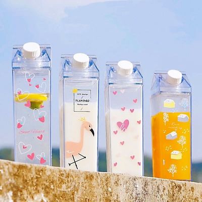 Individuelles Logo akzeptabel 500 ml 1000 ml transparente Acryl Milchkarton Wasserflasche