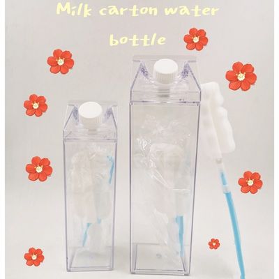 Individuelles Logo akzeptabel 500 ml 1000 ml transparente Acryl Milchkarton Wasserflasche