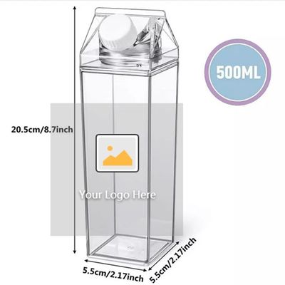 Zeitgenössische 17oz 500ml Lebensmittelqualität Kunststoff Außen klar Milch Quadrat Karton Wasserflasche