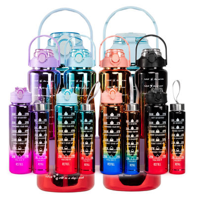 Unisex Motivationsflasche mit Stroh 64oz Zeitmarker BPA-freie Trinkflasche
