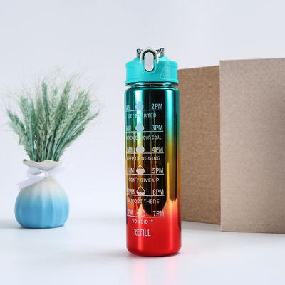 Unisex Motivationsflasche mit Stroh 64oz Zeitmarker BPA-freie Trinkflasche