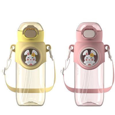 2023 Trending Plastik-Wasserflasche mit Doppel-Spout und Langstroh Unisex