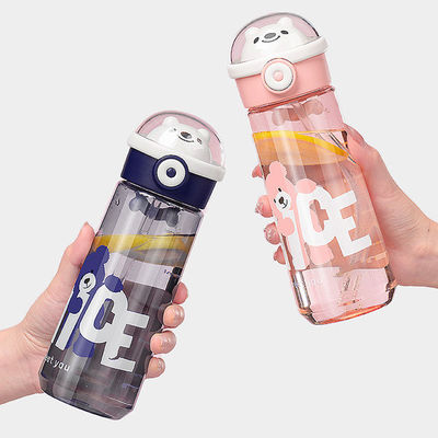 Tragbare, umweltfreundliche, BPA-freie, klares Tritan, Trinkwasser aus Plastik, Bärenflasche mit Stroh für Kinder