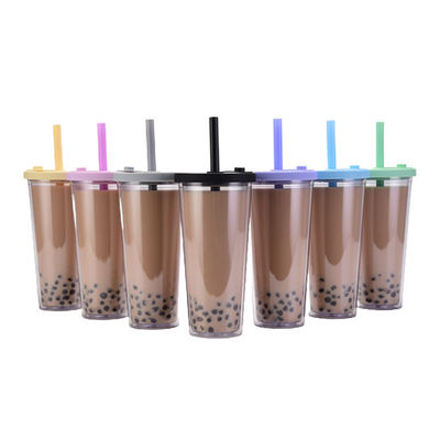 24oz 700ml Tumbler Bubble Teetränke Doppelwand Plastik Bubble Boba Wiederverwendbare Becher mit Deckel