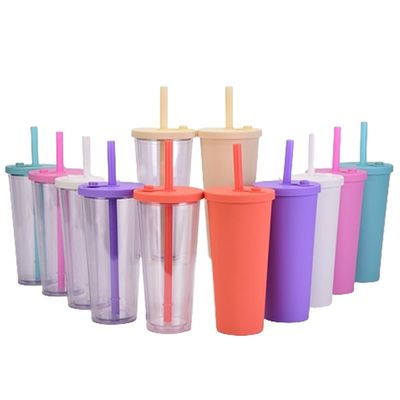 24 Unzen Plastik-Doppelwand-Wiederverwendbares Blase-Milch-Tee-Tasse BPA-frei und benutzerdefiniertes Logo