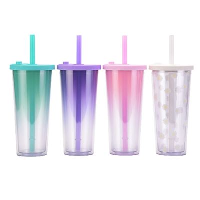 24 Unzen Plastik-Doppelwand-Wiederverwendbares Blase-Milch-Tee-Tasse BPA-frei und benutzerdefiniertes Logo