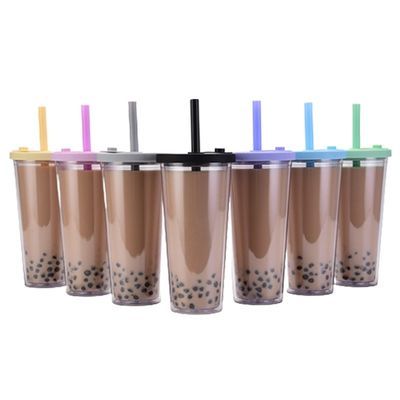 Trinkwaren Typ MUGS Mehrfachverwendbare Plastik-Milch-Tee-Tasse mit Strohhalmen Verkauf 24oz Tumbler
