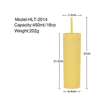 16oz benutzerdefinierte Matte-Wasserflasche Doppelwand Acryl-Tumbler Kaffee-Milchbecher mit Stroh