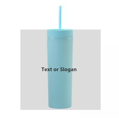 16oz benutzerdefinierte Matte-Wasserflasche Doppelwand Acryl-Tumbler Kaffee-Milchbecher mit Stroh