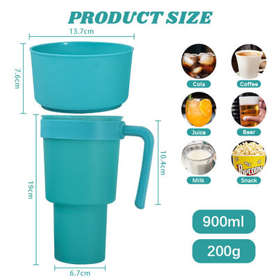 Maßgeschneiderte farbige Kaffeebecher 2 in 1 Kino Getränke Tasse mit Snack Tray und Stroh