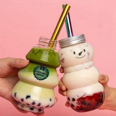 Custom 500ml PET Kunststoff Schneemann Weihnachtsflasche für Getränke Dekoration