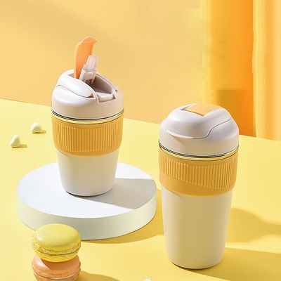 Custom Logo 350 ml 480 ml 316 Edelstahl Wasserflasche mit Silikon-Abdeckung und Stroh