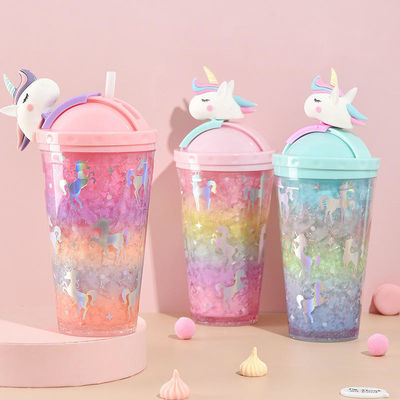 Zurück in die Schule Wasserflasche Neues Doppelwand-Plastik-Tumbler mit Stroh und Deckel