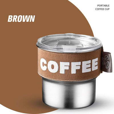 Kaffeebecher Farbe 400 ml 304 Edelstahl Mini-Thermosflasche mit Seil