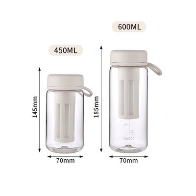 450 ml 600 ml tragbare klare BPA-freie Tritan-Plastik-Wasserflasche mit Waage für das Fitnessstudio