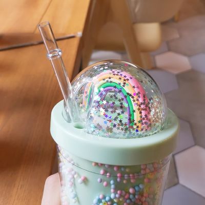 Doppelschicht Net Red Ins Wasserbecher mit Stroh für das Home Office Frühstück Milchsaft Becher