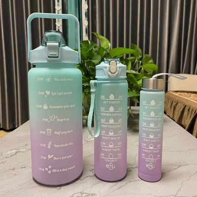 Umweltfreundliche BPA-FREI Farbverlängerungen Motivationsgymnastik Fitness Sport Tritan Wasserflasche Set