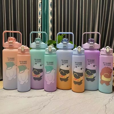 Umweltfreundliche BPA-FREI Farbverlängerungen Motivationsgymnastik Fitness Sport Tritan Wasserflasche Set