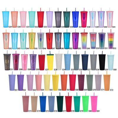Mehrfachverwendbare Diamantgetränke 24 oz Mehrfarbiger schwarz gefüllter Tumbler mit Deckel und Stroh
