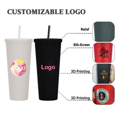 Mehrfachverwendbare Diamantgetränke 24 oz Mehrfarbiger schwarz gefüllter Tumbler mit Deckel und Stroh