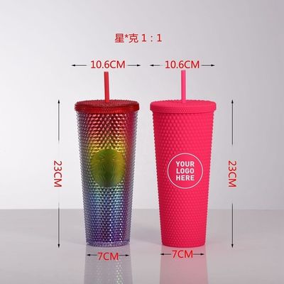 Mehrfachverwendbare Diamantgetränke 24 oz Mehrfarbiger schwarz gefüllter Tumbler mit Deckel und Stroh