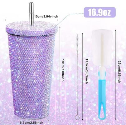 500 ml/750 ml Tumbler angepasste Farbe Doppel isolierte Edelstahl Outdoor-Reisebottel mit Strohhalmen