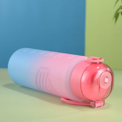 Probe 1L Plastik BPA-freie Sport-Gymnastik-Wasserflasche mit Zeitmarker und Stroh