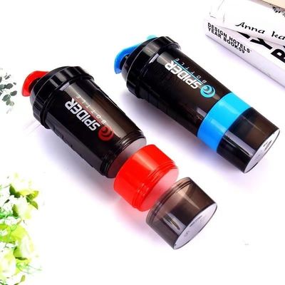 Custom Logo 2 Schichten Gym Protein Shaker Flasche mit Pille Organisator und Lagerung 16oz
