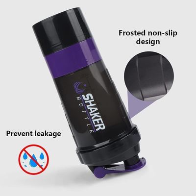 Custom Logo 2 Schichten Gym Protein Shaker Flasche mit Pille Organisator und Lagerung 16oz